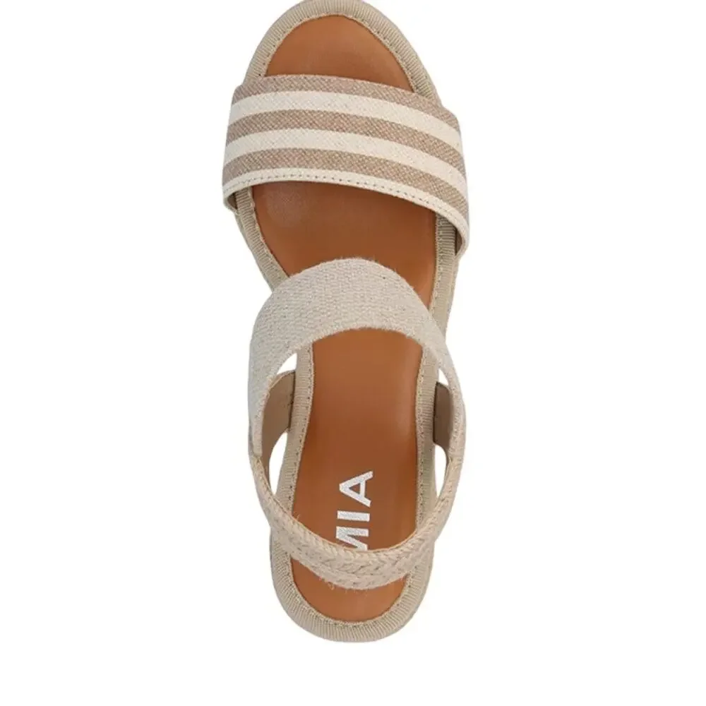 MIA Brittni Natural Multi Spring Espadrille Style Heel Resort Vacation 7M